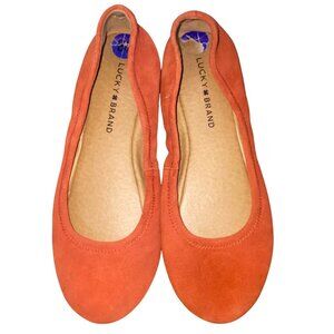 Lucky Brand Suede Ballet Flats 8.5M colorful soft Orange suede boho hippie